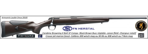Carabine Browning X BOLT SF-composite Brown  BUSC Adjust Répétition Calibre300 winch mag Canon fileté -Crosse joli MARRON FONCE-Ref 035507229