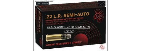 Cartouches GECO 22 Lr SEMI AUTO Allemandes Entrainement  pour  carabines de tir et pistolets par 50-Ref 38263