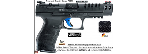 Pistolet Walther PPQ Q5 Match Bronzé Calibre 9 Para + OPTIC READY Semi automatique-Catégorie B1-Promotion-Autorisation-Préfectorale-B1-Ref 41410