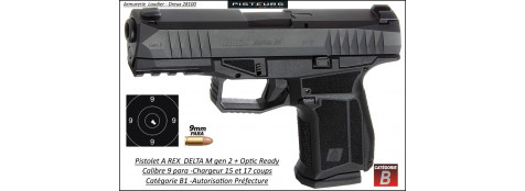 Pistolet AREX DELTA M gen II Optic Ready Calibre 9mm para  noir 15 et  17 coups-Catégorie B1-Autorisation-Préfecture-Promotion-Ref 41705
