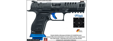 Pistolet Walther PPQ Q5 Match SF Champion noir bleu Calibre 9 Para + OPTIC READY Semi automatique full métal-Catégorie B1-Promotion-Ref 42145