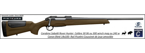 Carabine Sabatti Rover Hunter Répétition-Cal 30 06 Synthétique marron canon 56 cm fileté 14x100-Promotion-Ref 42665
