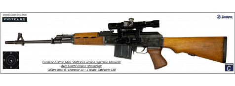 Carabine Zastava M76 SNIPER Calibre 8X57 IS REPETITION MANUELLE canon 550 mm chargeur 10 +1 coups -Catégorie C1B-Ref 44562