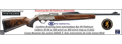 Carabine Browning Bar 4x PLATINIUM cal 300 winch mag semi automatique-Crosse Bavarian GRADE 3 - Ref  Bar 4x PLATINIUM bavarian GRADE 3 cal 300 winch mag