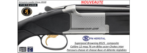 Superposé Browning B 525 composite chasse  ou parcours chasse Calibre 12 Magnum Canons 76 cm busc réglable.Ref 46658