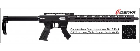 Carabine Derya TM22 black Semi automatique Calibre 22 LR-11 coups-Catégorie B2-A-bis-Ref 46661