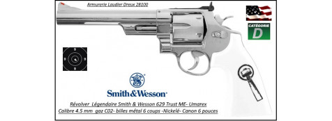 Révolver SMITH et WESSON 629  Trust ME umarex Calibre 4,5mm C02 Nickelé 6 coups  billes -Ref 46889