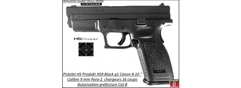 Pistolet HS Produkt 9 Black g1 canon 4.1" Calibre 9 Para chargeur 16 coups Semi automatique-Catégorie B1-Promotion-Ref 47071