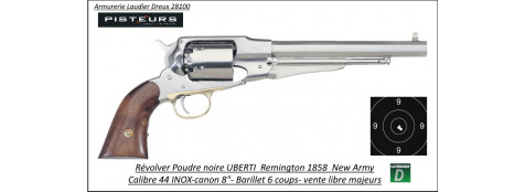 Révolver Uberti  1858 New Army Remington poudre noire  Calibre 44- Inox-Promotion-Ref 536