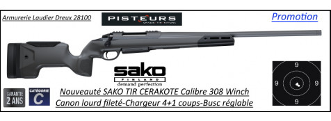 Carabine Sako S20 TIR CERAKOTE Calibre 308 winch répétition Canon 62 cm Filetée 5/8-24-Ref 32502219