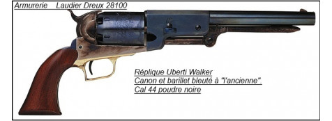 Révolver-Uberti-Walker-Canon bleuté-Cal 44 poudre noire-"promotion"-Ref 778