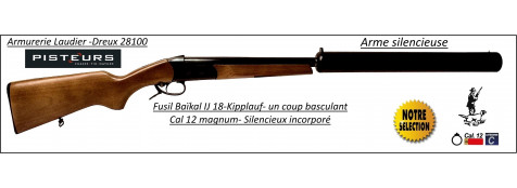 Fusil-Baïkal-IJ18-Kipplauf-un coup-Calibre-12-70-Custom silence-silencieux-Ref-BA112S-EA