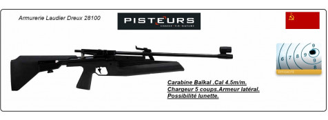 Carabine-Baïkal-IJ 61-Air-comprimé-répétition-Cal 4,5 mm-5 coups-Armement-levier latéral-Promotion-Ref 10178