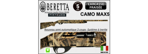 Fusil semi automatique Beretta Bellmonte I Calibre 12 magnum CAMO  MAX5  système inertie 3 coups Crosse synthétique Camouflée -3 Mobilchokes-Canon 76 cm--Promotion-Ref 23307 ter-27829