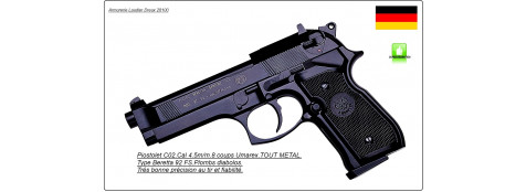 Pistolet Beretta 92 Fs Umarex CO2 Calibre 4.5m chargeur 8 coups- FINITION BRONZEE-Promotion-Ref 4388 