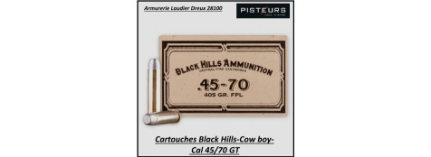 Cartouches Black Hills-calibre-45-70-gt-COW-BOY-plomb-405 grains-FPL-Boite de 20-Pour armes anciennes-Ref blackhills-45-70-gt