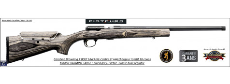 Carabine Browning T bolt target Varmint threaded répétition calibre 17 HMR crosse laméllée collée busc réglable-chargeur 10 coups-Promotion-Ref  FN-025247270