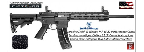 Carabine Smith et wesson MP15-22 Performance Center Sport Semi automatique Calibre 22 LR-10 coups-USA-Catégorie B2-A-bis-Ref 777650