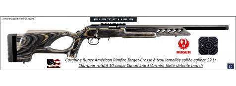 Carabine Ruger American rimfire Target calibre 22 Lr crosse laméllée collée  trou de pouce répétition-chargeur 10 coups-Promotion-Ref 32502139