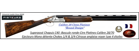 Superposé Chapuis super Orion C40 round design calibre 28/70 cte platines Ejecteurs-Ref C40-cal 28