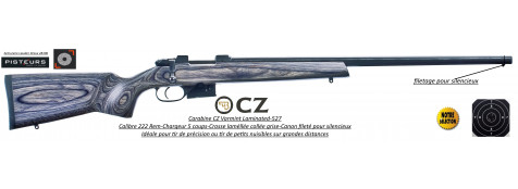 Carabine  CZ 527 Calibre 222 Rem Varmint CANON FILETE -Crosse lamellée grise Chargeur 5 coups .Promotion.Ref 765941