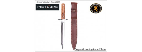 Dague Browning  Manche olivier Lame 23 cm Stainless 440 a- Livrée avec étui cuir-promotion- Ref 35543