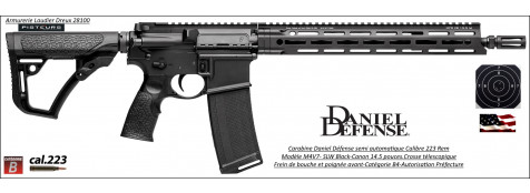 Carabine Daniel Defense M4V7 SLW Black Calibre 5.56 -223 Rem canon 14.5 pouces Semi automatique-Catégorie B4-Ref DDV7141