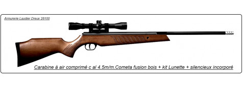 Carabine-air-comprimé-COMETA-FUSION-Cal 4.5mm avec lunette- 330 m/sec - 27,3 joules-silencieux incorporé au canon-Crosse bois-"Promotion"-Ref 14180