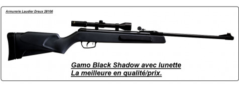 Carabine Gamo Black Shadow Combo Air comprimé  Calibre 4.5mm +  kit lunette 4X32.+ Plombs-14 joules-"Promotion"-Ref 3923
