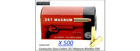 Cartouches 357 magnum Geco FMJ Blindées  Flat nose Par 500-poids 158 grs-Promotion-Ref 247-bis