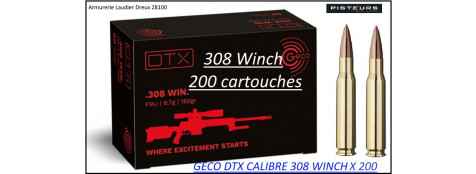 Cartouches calibre 308 winch Geco DTX  (7.62x51) poids150 grains FMJ blindées par 200 cartouches-Promotion-Ref 308-geco-200