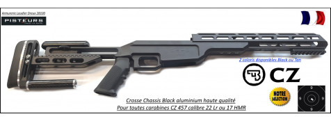 Crosse chassis carabine CZ 457 cal 22lr ou 17 Hmr aluminium aviation Charcoal Green-ref 92027