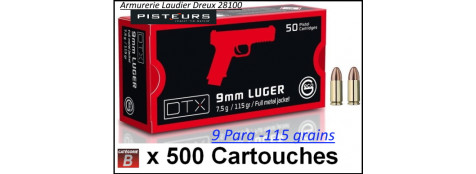 Cartouches 9 para Geco DTX Blindées FMJ Par 500-poids 115 grs-Promotion-Ref geco dtx 9mm-500