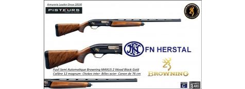 Semi automatique Browning MAXUS 2 WOOD Black GOLD Calibre 12 Magnum-Canon de 76 cm-Promotion-Ref 011727303