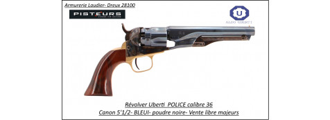 Révolver Uberti Poudre Noire POLICE 1862 Calibre 36 canon bleuté.Ref 130