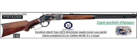 Carabine Uberti type Winchester SHORT RIFLE 1873 Acier jaspé Canon hexagonal Calibre 44-40- Model 1873 -Ref 27210