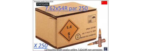 Cartouches 7.62x54R MSM Surplus FMJ148 grains Par 250 cartouches-Promotion-Ref MR925