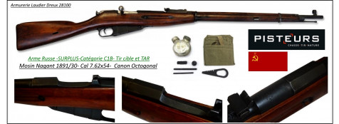 Fusil-Russe-MOSIN-NAGANT-modèle-1891/30-Octogonal-D'époque- répétition 5 coups -Calibre 7,62 x 54 R -"Promotion"-Ref 24310