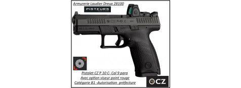 Pistolet CZ  P10C Calibre 9 Para-Semi automatique-Catégorie B1-Promotion-Avec-Autorisation-Préfectorale-B1-Ref 778376