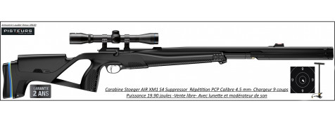 Carabine Stoeger Air PCP XM1 -S4 Suppressor Calibre 4.5mm 19,90 joules pack lunette -Promotion-Ref stoeger-XM1-S4-PCP-combo