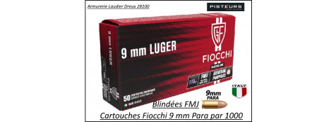 Cartouches 9 para Fiocchi FMJ Blindées Par 1000-Promotion-Ref FI709353