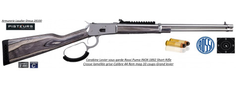 Carabine Rossi Puma Short Rifle INOX Lamellé Calibre 44 mag Type WINCHESTER 1892 grand levier sous garde-9+1 coups-Ref Ro00019