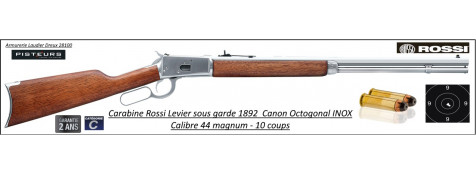 Carabine Rossi Puma Type WINCHESTER 1892 BM650 levier sous garde INOX Calibre 44 mag-9+1 coups Canon octogonal-Ref Ro00013