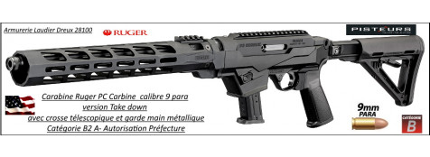 Carabine Ruger PC Carbine Take Down Calibre 9 mm Luger canon 16.12 pouces Semi automatique-Catégorie B2A-Ref 32301659
