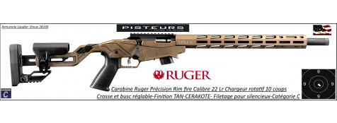 Carabine Ruger précision rimfire répétition calibre 22 Lr-chargeur 10 coups Finition BRONZE-Promotion-Ref 37802
