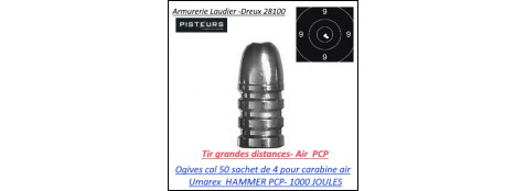 Ogives calibre 50 umarex pour carabine Hammer air PCP sachet de 4-Ref 42199