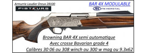 Carabine Browning Bar 4x PLATINIUM cal 300 winch mag semi automatique-Crosse Bavarian GRADE 4- Ref  Bar 4x PLATINIUM bavarian GRADE 4 cal 300 winch mag