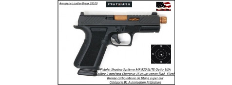Pistolet Shadow Systeme MR 920 ELITE OPTIC Calibre 9 Para Semi automatique USA-Catégorie B1-Promotion-Autorisation-Préfectorale-B1-Ref SSC1009