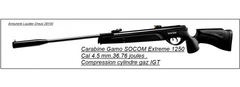 Carabine Gamo air comprimé SOCOM EXTREME 1250 + SILENCIEUX  , cal 4.5mm.Parmi les PLUS PUISSANTES DU MARCHE. 36.76 joules."Promotion"Ref 15730