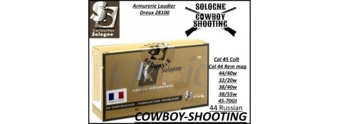 Cartouches Sologne cowboy shooting Cal  45 COLT BALLES PLOMB-Ref 45 COLT-cowboy-shooting